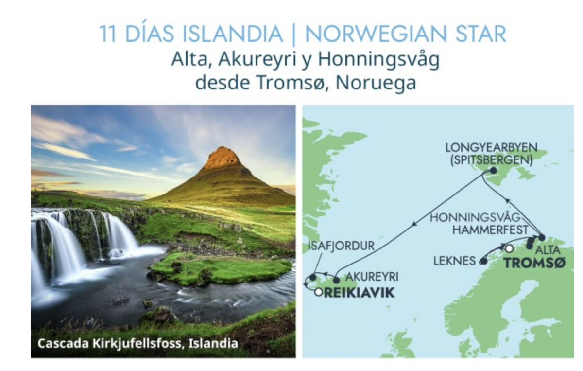 itinerario Norwegian Cruises para Islandia